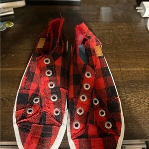 Plaid Red and Black Shoes